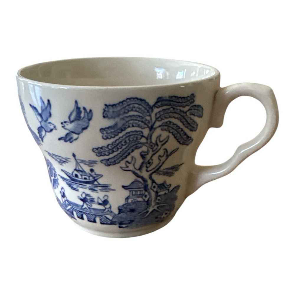 Vintage EIT English Ironstone Transferware Blue Willow Flat Cup Made in England